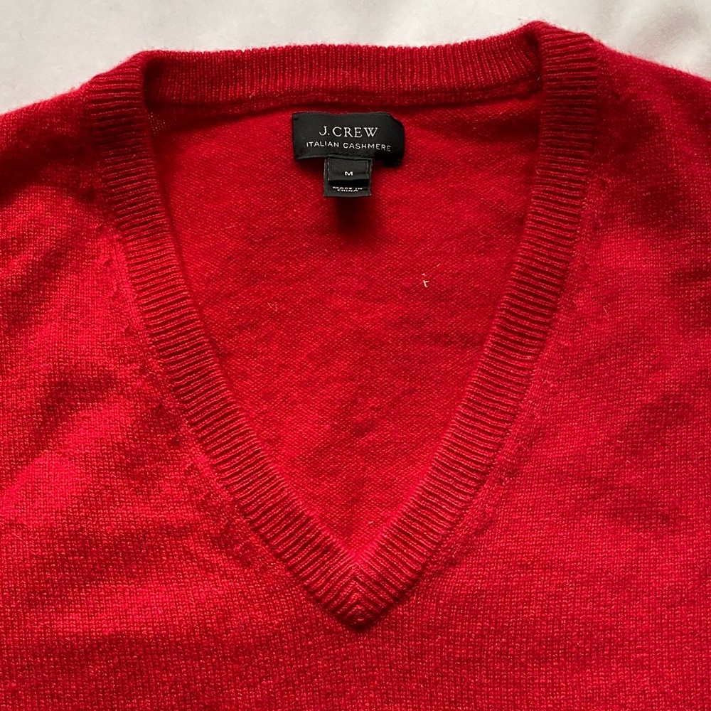 J. Crew Vibrant Red Cashmere V-Neck